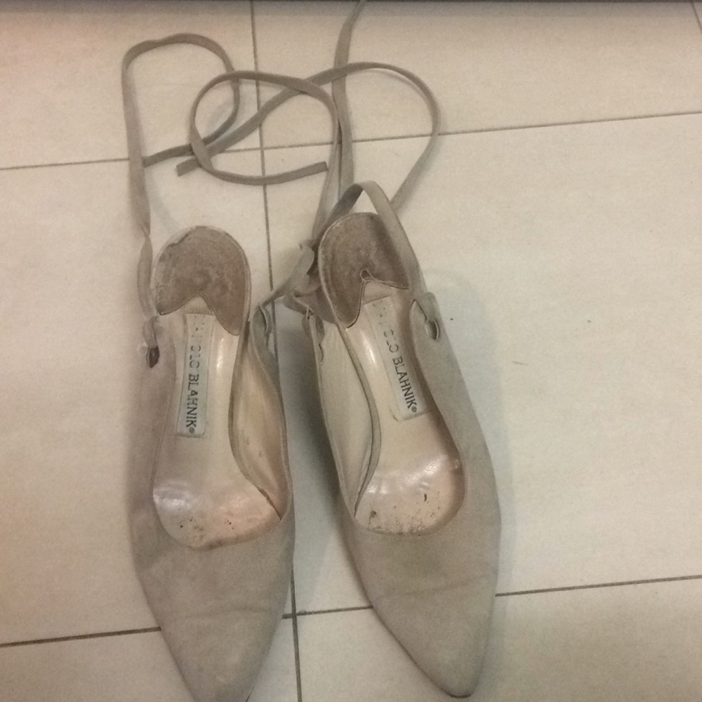 Vintage Manolo Blahnik ankle tie shoes.